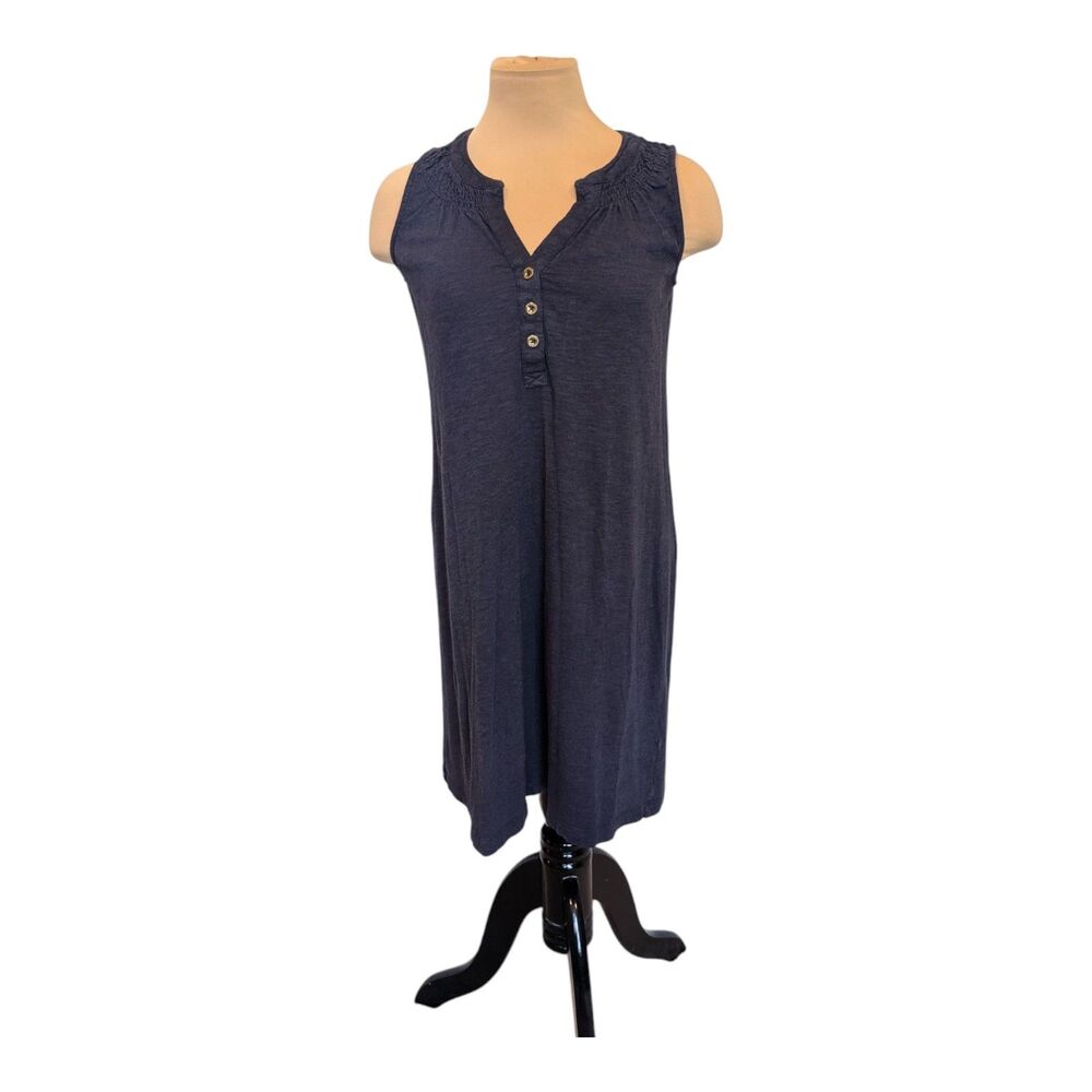 Lilly Pulitzer Women's Navy Essie Buttoned Sleeveless Casual Shift Dress Size XS
